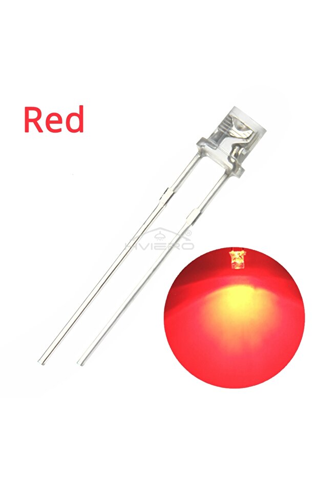 Red 3mm 2pins 100Pcs F3 Flat White Red Yellow Blue Green Pink Diode Led Wide Angle Light Emitting Di