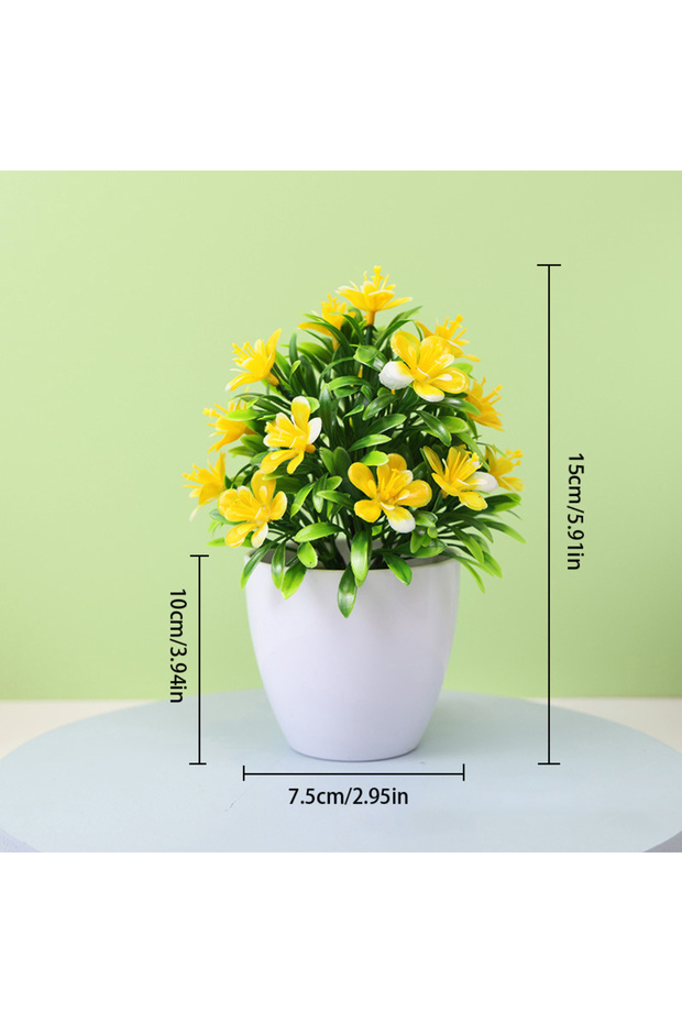 1pc Yellow 1pc Artificial Flowers Five Leaf Plum Small Potted Plants Can Be Placed Indoors And Outdo