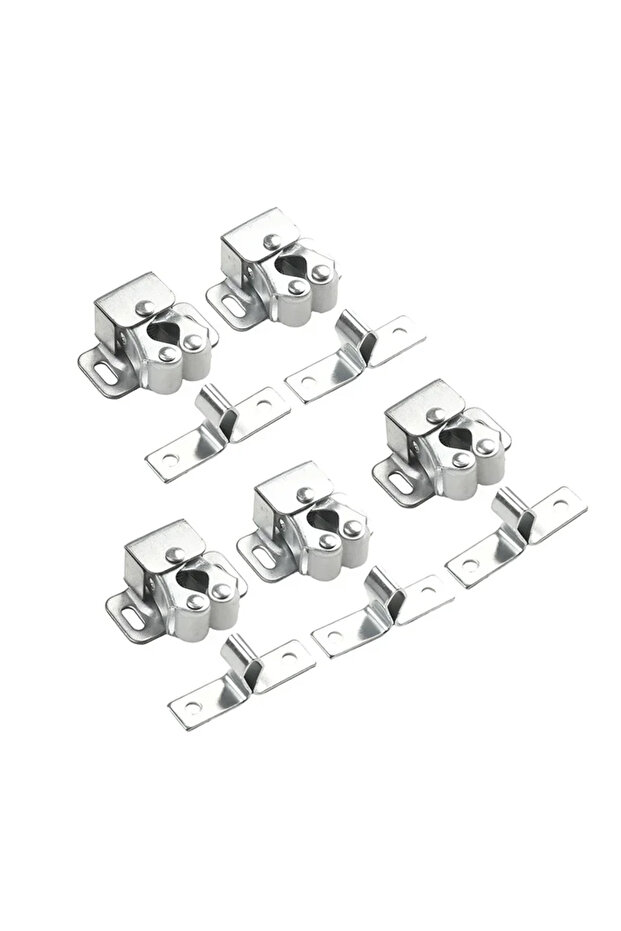 Silver 5 pairs Press The Home Wardrobe Door Buckle Touch The Bead Magnetic Dual Wheel Spring Fixed L