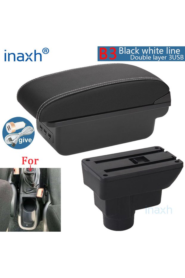 B3 Black white 3USB For Opel Corsa D Armrest Box For Opel Corsa Car Armrest Backrest Interior Parts