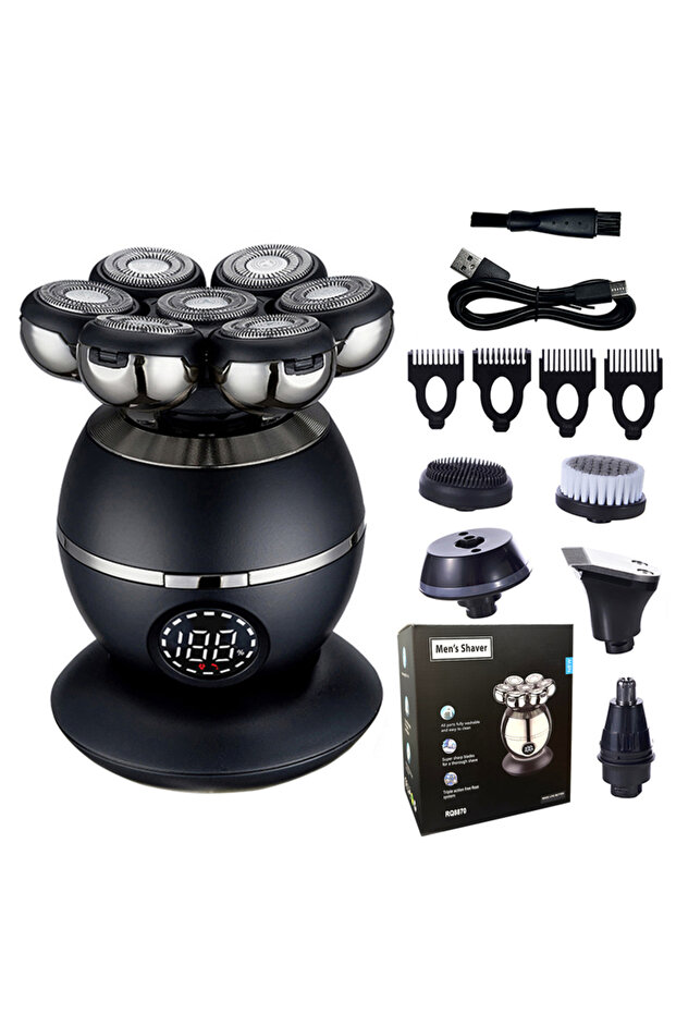 Black 5 in 1 Box Electric Shaver 7D Floating Cutter Head Base Charging Portable Men Beard Trimmer Cl