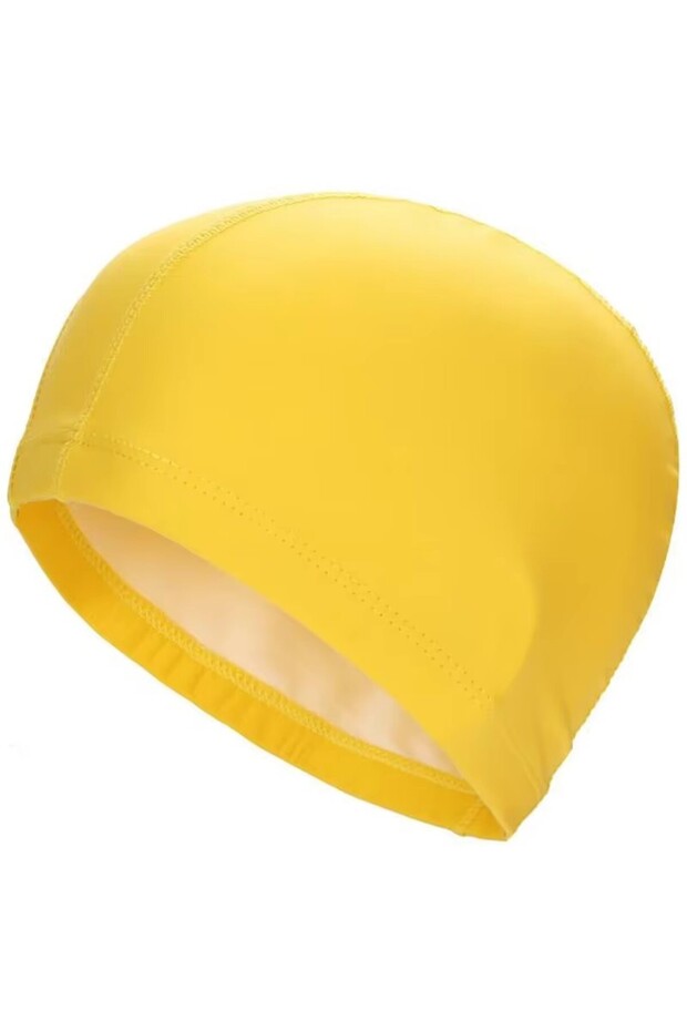 C102-yellow-1pcs PU Fabric Swimming Cap Waterproof Protect Ears Waterproof Swim Pool Hat Long Hair A