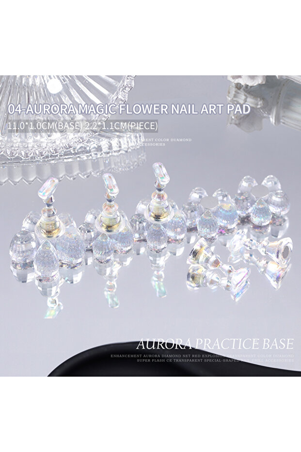 01 1pcs Aurora Flower Magnetic Nail Tip Display Stand for Manicure Press-On Nail Training Gel Nail P