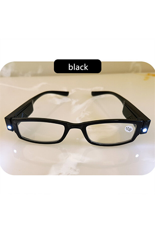 +200 black 2021 LED with Light Reading Glasses for Women and Man Fashion Glasses Full Frame Reading