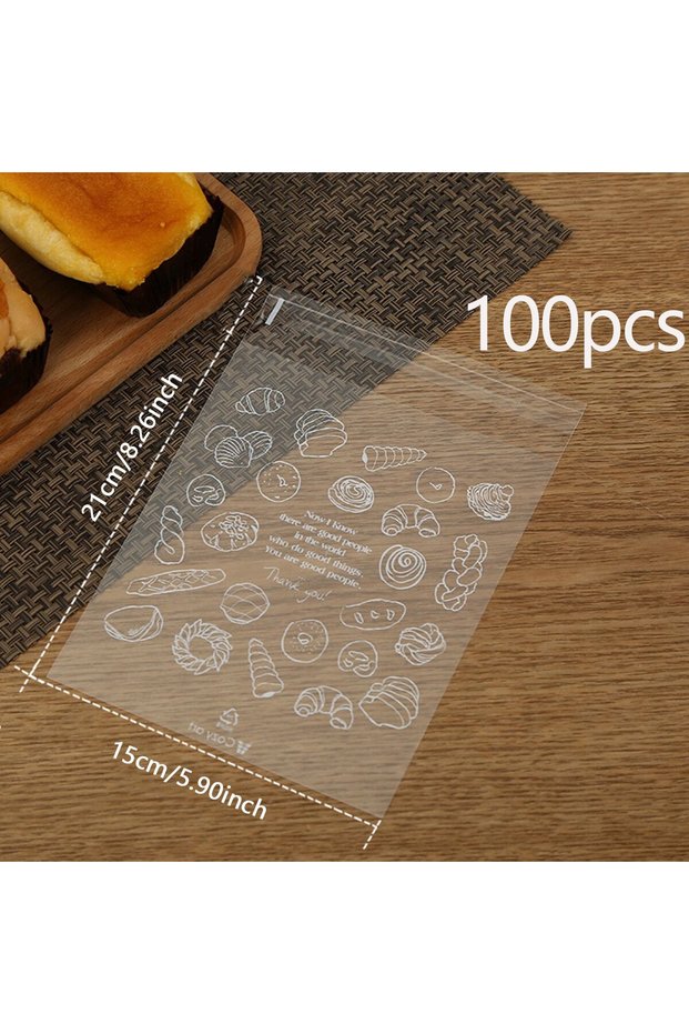 Other Other English 100pcs 100pcs /200psc- Printed pastry bread self sealing bag