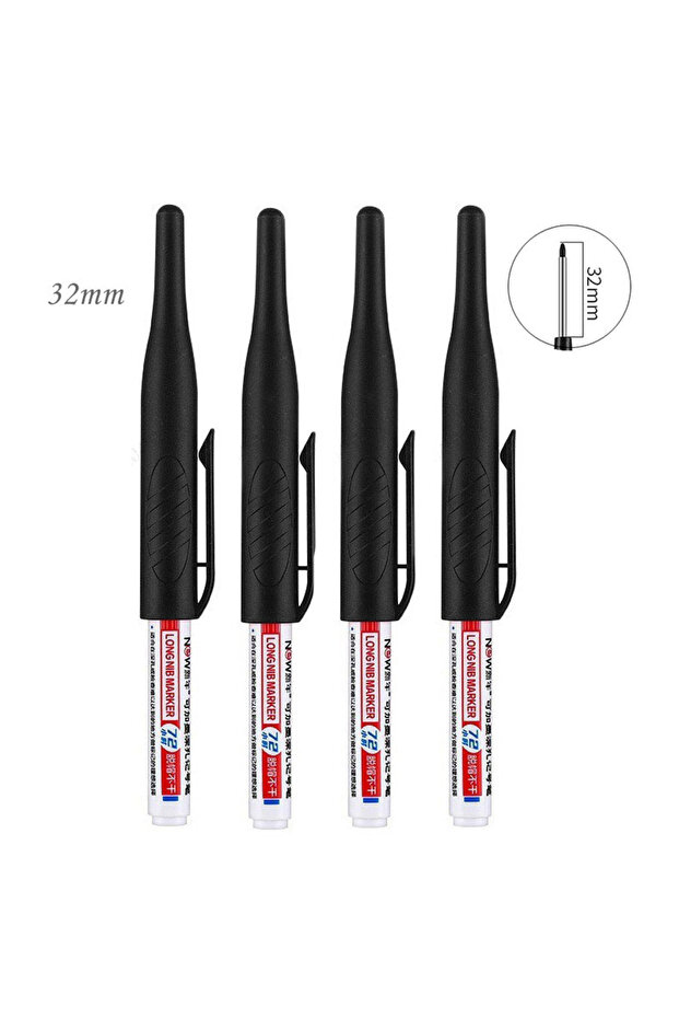 Choice 32mm-Black-4Pcs 4/5Pcs 20+32mm Deep Hole Marker Pens Bathroom Waterproof Bathroom Woodworking