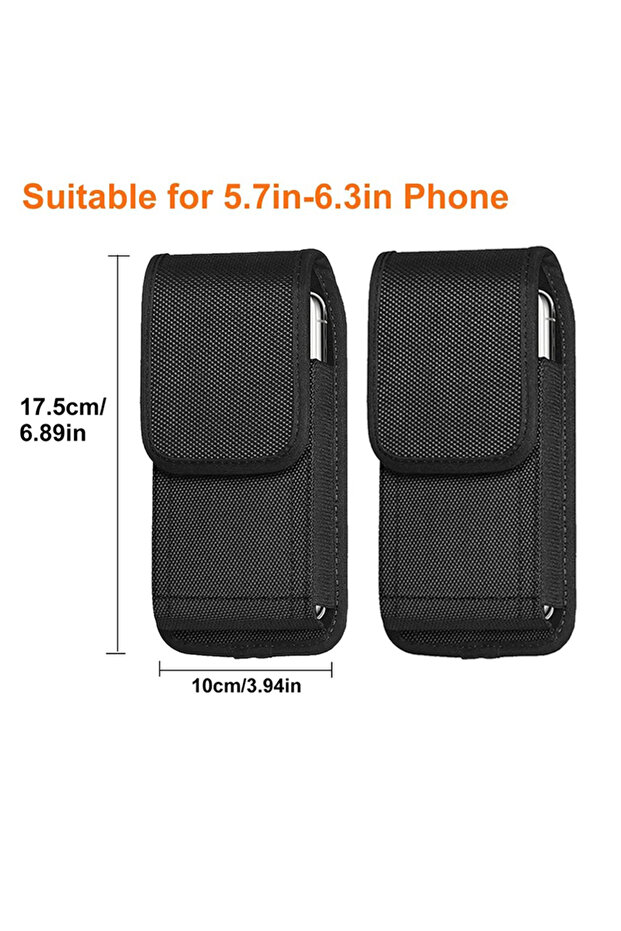 2Black 17.5x10cm Tactical Cell Phone Pouch Holster with Free D Shaped Buckle Protable Wallet Card Wa