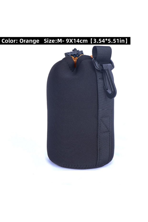 B-Orange-M RF11 Camera Lens Pouch Bag Waterproof Video Lens Soft Drawstring Protector Case For Canon
