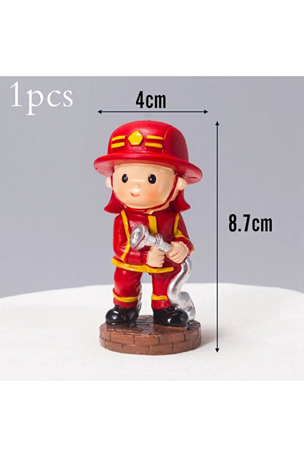 1pcs Fire Truck Fireman Cake Topper Birthday Decoration Firefighter Hero Theme Cake Topper Birthday