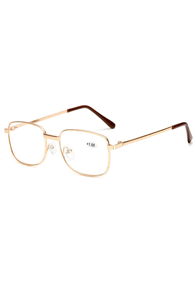 +200 Gold Metal Frame Reading Glasses Men Square Full Frame Glasses Women Magnifying High Definition
