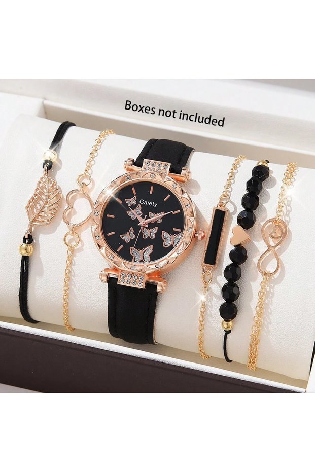 Blick 1 6PCS Set Watch For Women Luxury Leather Analog Ladies Quartz Wrist Watch Fashion Bracelet Wa