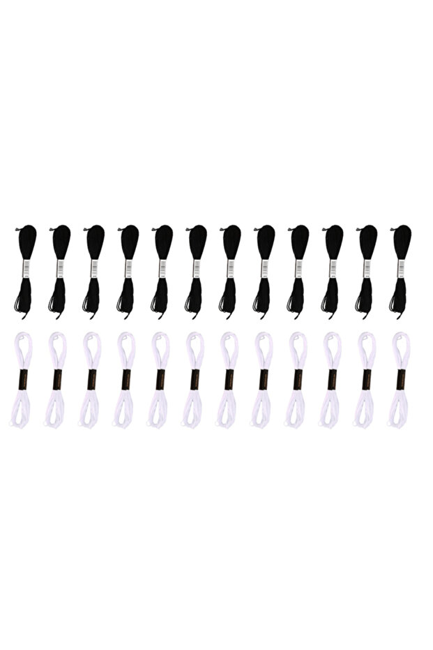 12 black 12white Cross Stitch Embroidery Thread for DIY Homemade Craft Sewing Accessories 12 White+1