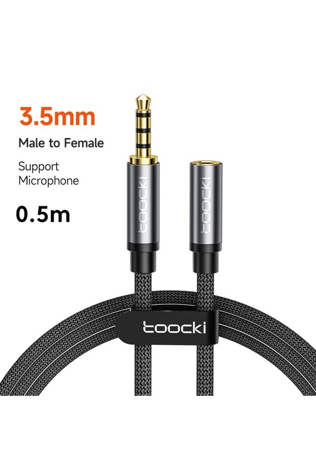 toocki 4-Section 0.5m Grey Toocki Aux Cable 3.5mm Male to Female Jack Audio Male Extension Speaker W
