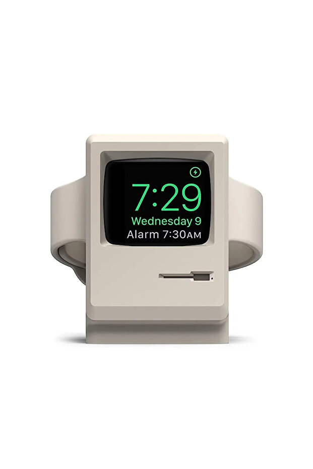 white Silicone Charger Stand For Watch 7 6 5 4 iWatch 3 2 1 Charging Dock Holder Retro Computer P..