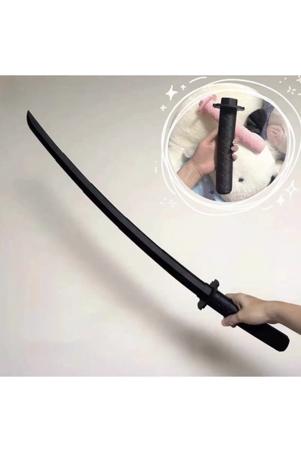 black 3D Retractable Samurai Sword Model Toys, Creative Retractable Samurai Sword Decompression Fun