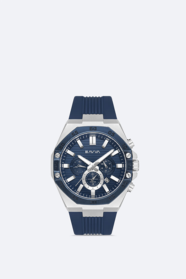 Men's Navy Blue Gift Boxed Silicone Cord Wristwatch B009043