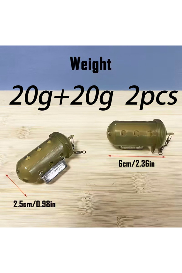 Qiu 20g 2Pcs Cylindrical Fishing Bait Cage, Ventilation Holes - Fast Sinking Design for Wet and Dry
