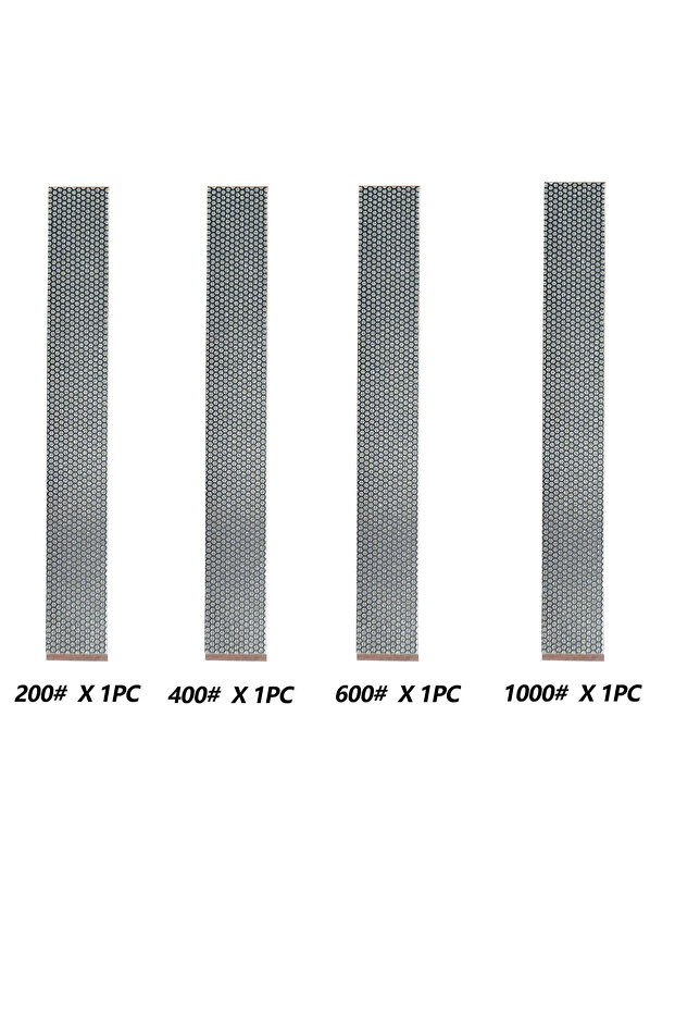 أحجار شحذ ماسية مطلية بالكهرباء بقاعدة نحاسية، 4 قطع، 150x20x5 مم - لشحذ الفولاذ المقوى بصلابة 60+ HRC