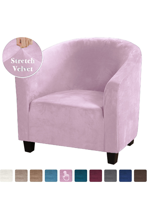 Pink High Stretch Sofa Cover Velvet Tub Chair Cover Skid Resistance Furniture Protector Stretch Fabr