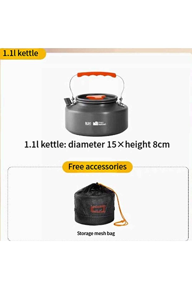 1.1L kettle Camping Cookware Set Outdoor Cooking Ultralight Aluminum Pot Kettle Cookware Set Portabl