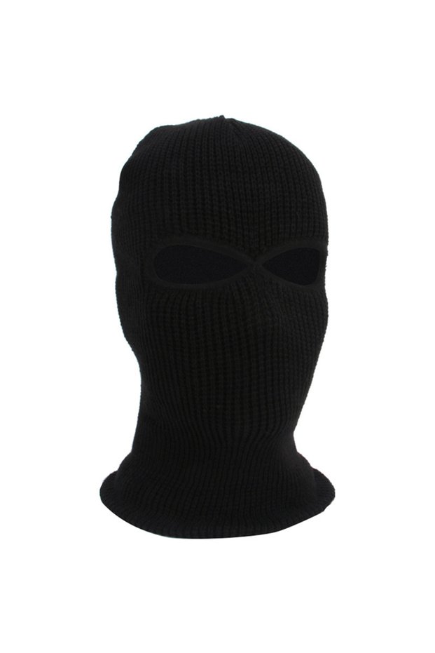 black 1PC Winter Knit Cap Warm Soft 2 Holes Full Face Ski Hat Hood Motorcycle Helmet Army Tactical H
