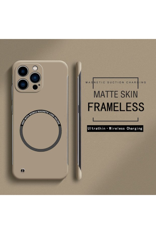 for iPhone 16 Pro Brown Frameless Magnetic For Magsafe Slim Case For iPhone 16 15 Pro Plus 15Pro 16P