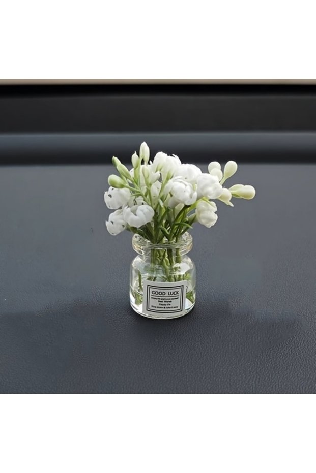 White Jasmine Delicate Miniature Potted Flowers Assorted Colors Car Dashboard Greenery Decor Tableto