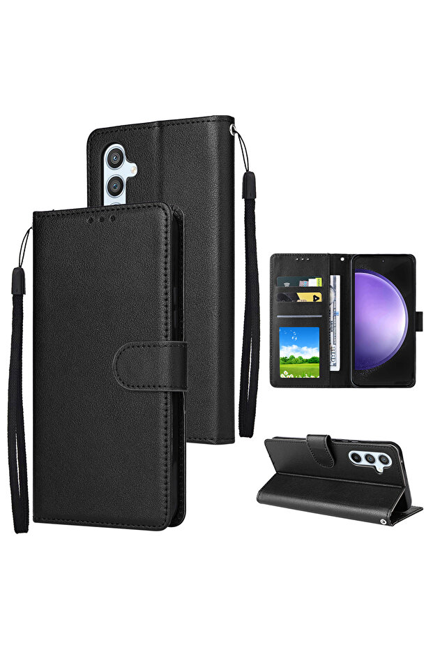 Galaxy S22 Black Wallet Magnetic Flip With Card Slot Kickstand Leather Case For S25 Ultra S24 Plus