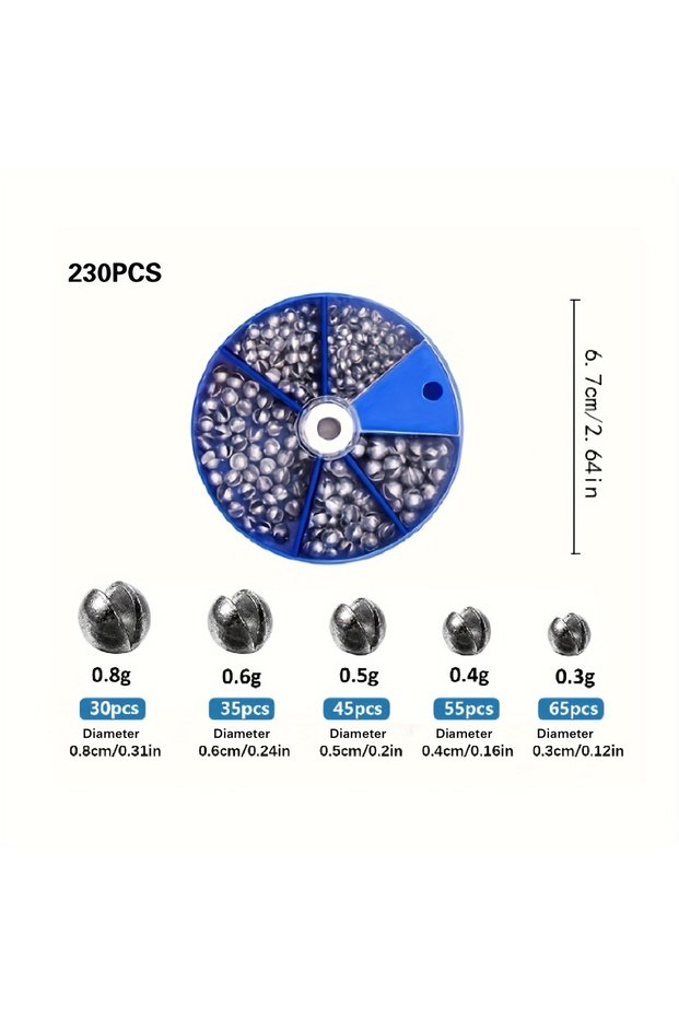 230pcs Fishing Weights Sinkers,230pcs/107pcs Lead Split Shot Weights, Removable Round Fishing Sinker