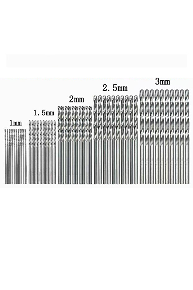 50pcs silvery 50pc Titanium Plated Twist Drill Set 1-3mm Small Drill Bit Electric Drill Drill Tool D