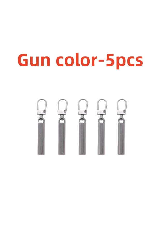 Gun color-5pcs 5pcs Detachable Metal Zipper Pullers for Zipper Sliders Head Zipper Pull Tab DIY Sewi