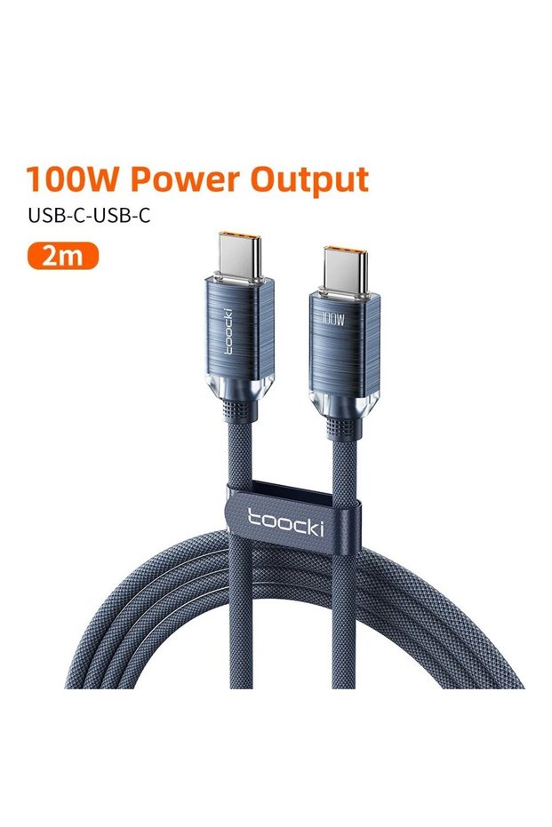 Blue 2m 100W USB Type C to Type C Cable 100W Fast Charging for iPhone 15 Pro Max MacBo