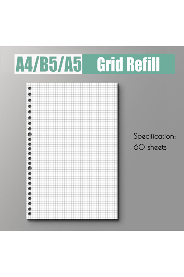 A5 Grid Refill 60Sheet Replaceable Refill Loose Leaf Notebook A4 A5 B5 Spiral Binder Paper Index Wri