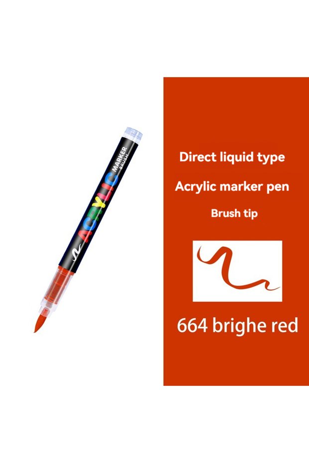brighe red-1Pcs 1Pc Colors Acrylic Paint Pens Markers Brush Tip Paint Markers For Rock Painting Wood