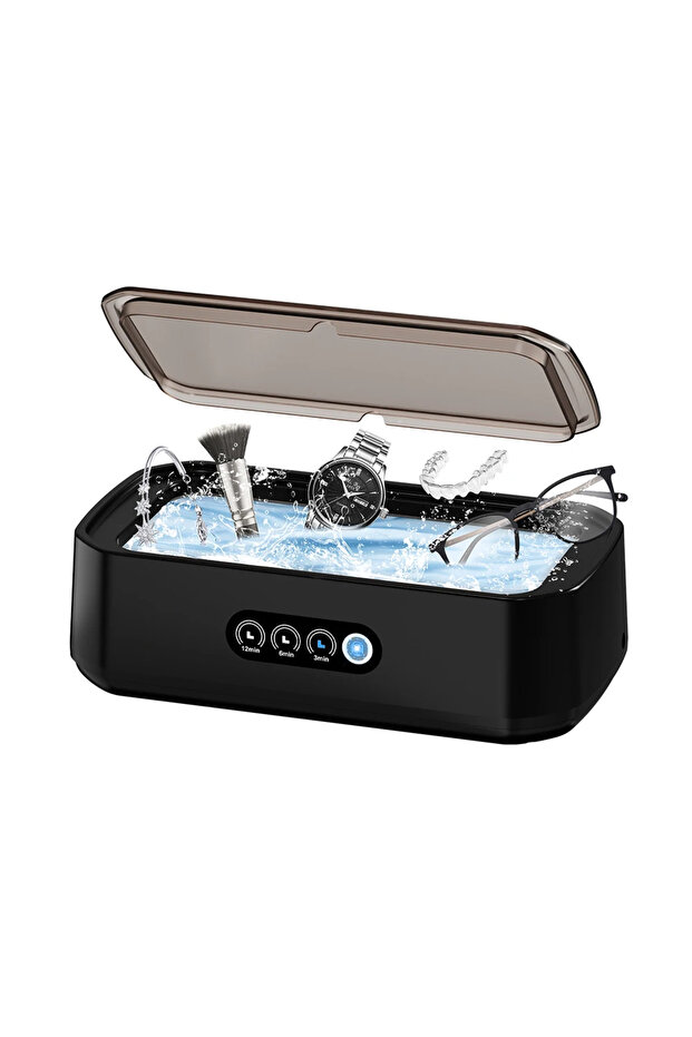 EU black TINSOL New 49KHZ Ultrasonic Cleaner 650ml mini High Frequency Vibration Cleaner for Glasses
