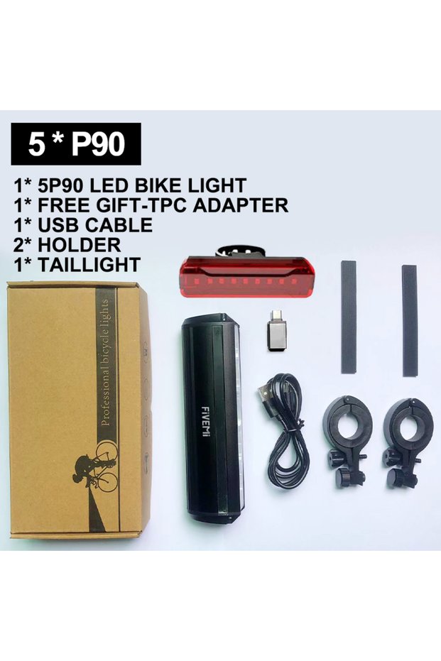W605andTaillight Fivemi 5Led MTB Bicycle Lights USB Charging 10000MAHBike Light Flashlight Outdoor C