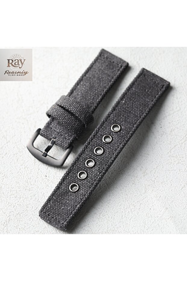 20mm Brack Brack Buckle Rough style canvas strap, 20MM 22MM 24MM thick men's Watchband, blue-green b