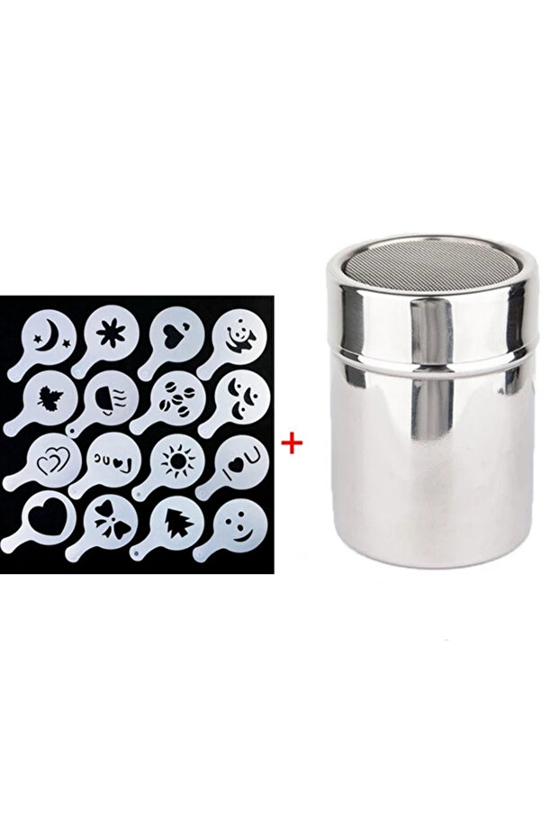 1 set Cappuccino Mold Stainless Steel Coffee Shaker Fancy Coffee Printing Model Coffee Sifter Tool C