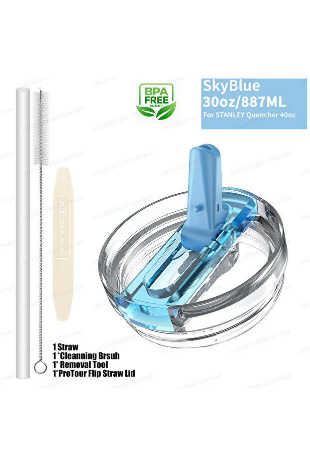 Sky Blue-30oz 30oz Flip Straw Lid for Stanley Quencher H2.0 Tumbler Leak Proof Lid Replacement No Sp