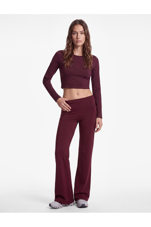 Slim Fit Long Sleeve Crew Neck Sports Crop T-Shirt