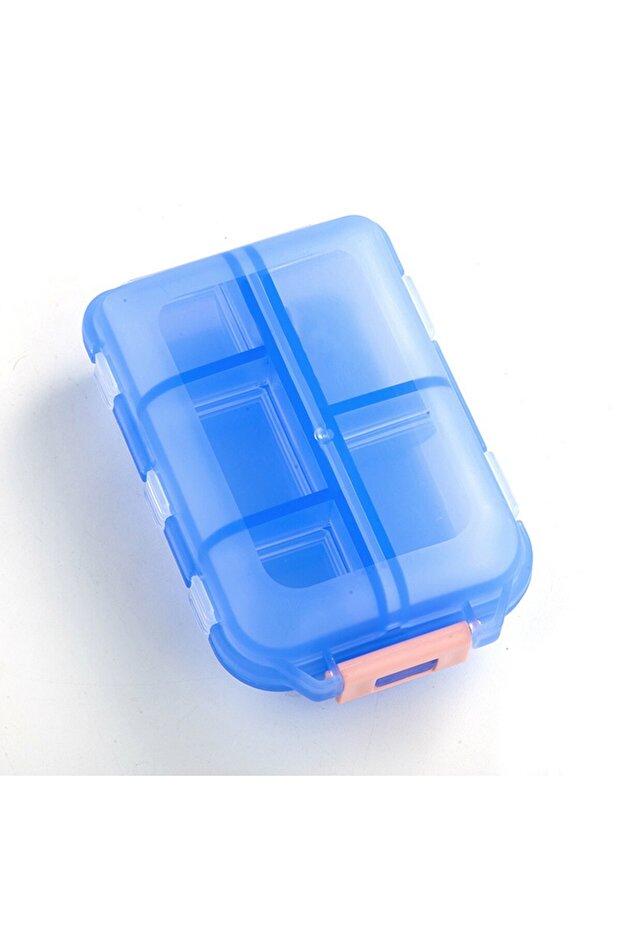 Blue 10 Grids Pill Case, Portable Small Weekly Travel Pill Organizer, Portable Pocket Pill Box Pill