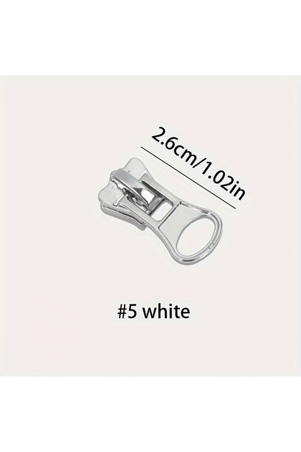 10 Pcs 5sizewhite 10pcs Assorted Zipper Pull Replacements (#3, #5, #8), Resin & Metal Slider Heads,