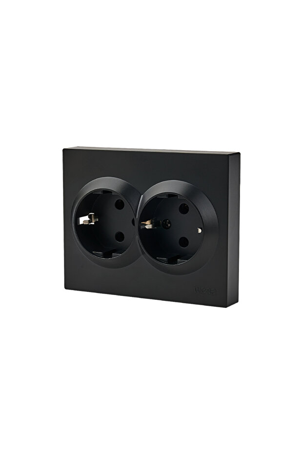 EU 2 Socket With Ground Black Flame Retardant Wall Embedded Electrical Outlets AC Power Sockets Not