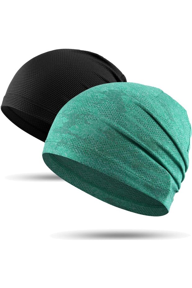 Black-Green 2PCS Quick-drying Running Caps Summer Breathable Cool Sports Hats Outdoor Cycling Hiking