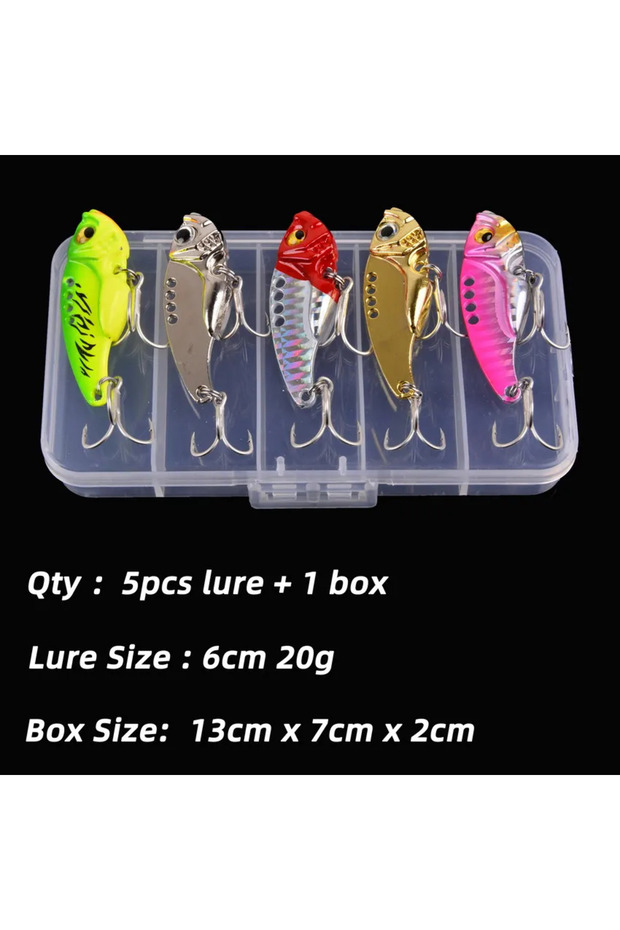 j Aorace 5pcs/box Metal VIB 3/7/10/15/20g Fishing Lure Vibration Spoon Hard Baits Crankbait Wobbler
