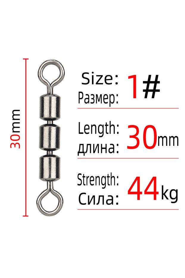 20PCS Size 1 DNDYUJU 10/20pcs Fishing Swivels Spinning Bearing Rolling High Tensile Safe Quick Conne
