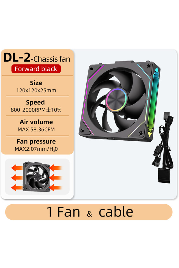 مروحة يحافظ على البرودة لاسلكية معيارية 120 مم من Coolcirc DL-2، لون أسود، A-RGB، لون A