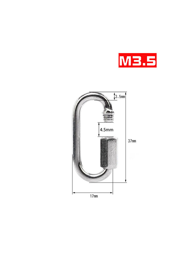 M3.5 304 Stainless Steel Oval Locking Carabiner Clip, Quick Links, Rope Connector for Trailer, Swing