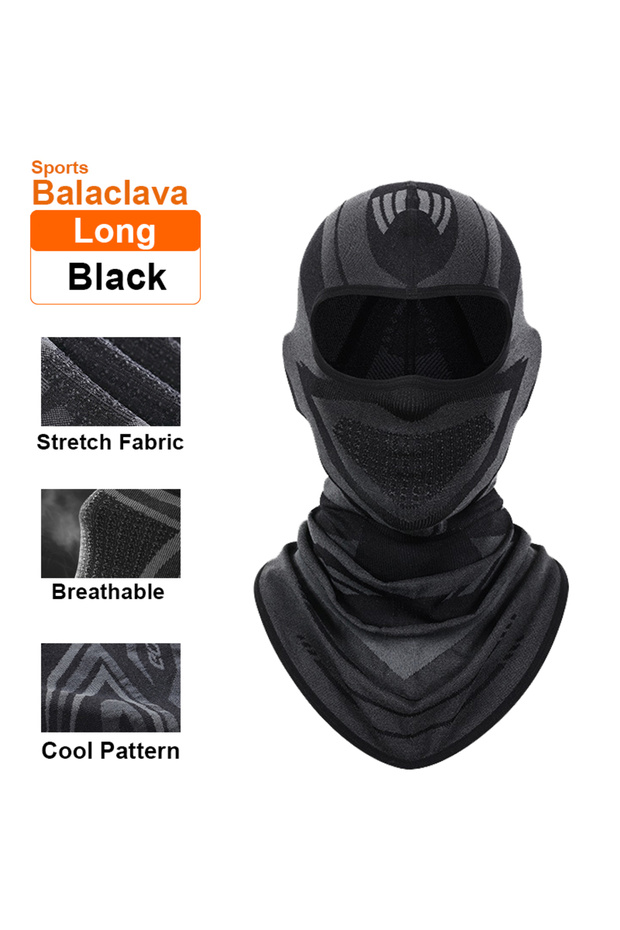 Long-Black Thermal Motorcycle Riding Face Mask Balaclava Head Cover Ski Bicycle Motocycle Windproof
