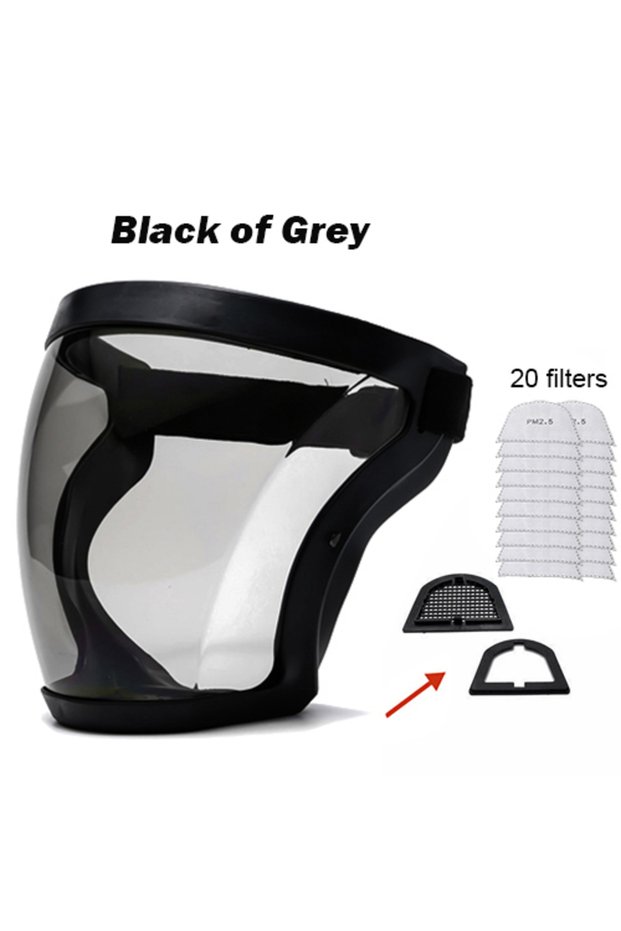 Upgrad Black Grey Transparent Full Faceshield Reusable Dustproof Anti-fog Mask HD Safety Glasses Kit